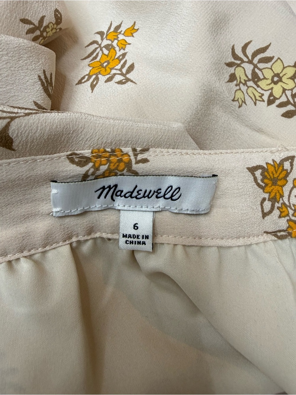 Madewell Cream Floral Wrap Mini Silk Skirt with Ruffle - Picture 10 of 10